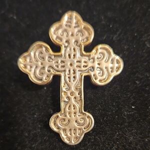 Metal Goldtone Ornate Cross Pendant